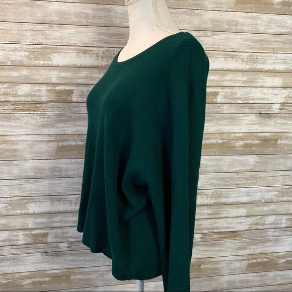 Plus Forest Green Ribbed Dolman Sleeve Sweater - Picture 4 of 12